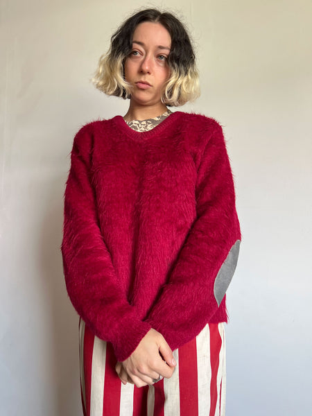 Vintage 1960's Red Shaggy Mohair Sweater