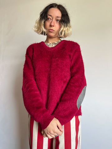Vintage 1960's Red Shaggy Mohair Sweater