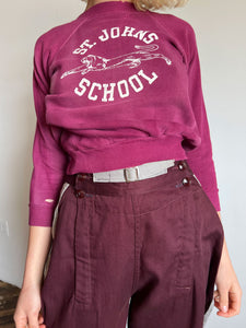 Vintage 1950's - 60's St. Johns School Sweatshirt