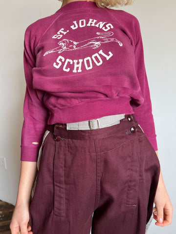 Vintage 1950's - 60's St. Johns School Sweatshirt