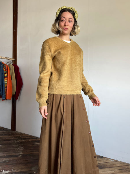 Vintage 1970's Camel Colored Mohair Sweater 'The Bearcat'
