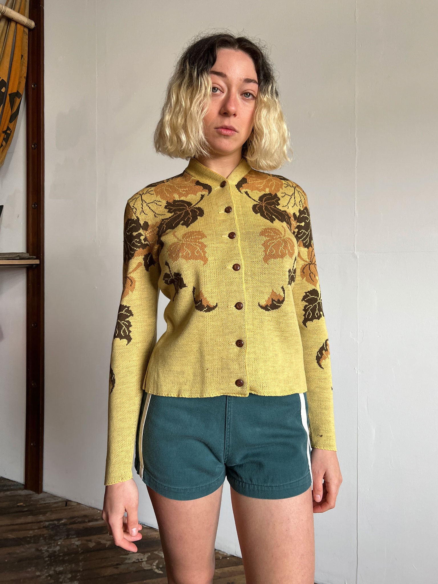 Vintage 1940's Catalina Sweater, Falling Leaves, 40's Sportswear
