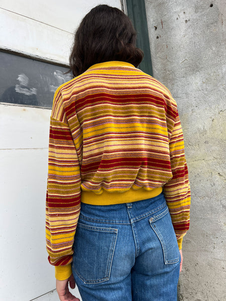 Vintage 1960's Striped Combed Cotton Velvet Sweatshirt