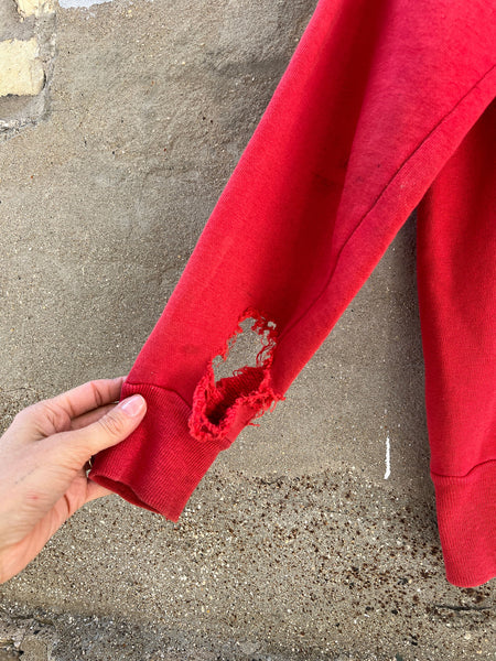 Vintage 1950's Red Thrashed Cotton Sweatshirt