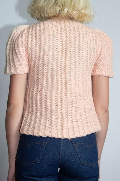 Vintage 1930's - 40's Pink Puff Sleeved Sweater