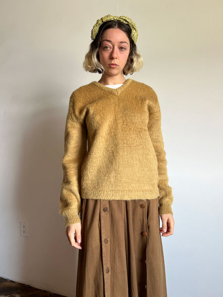 Vintage 1970's Camel Colored Mohair Sweater 'The Bearcat'