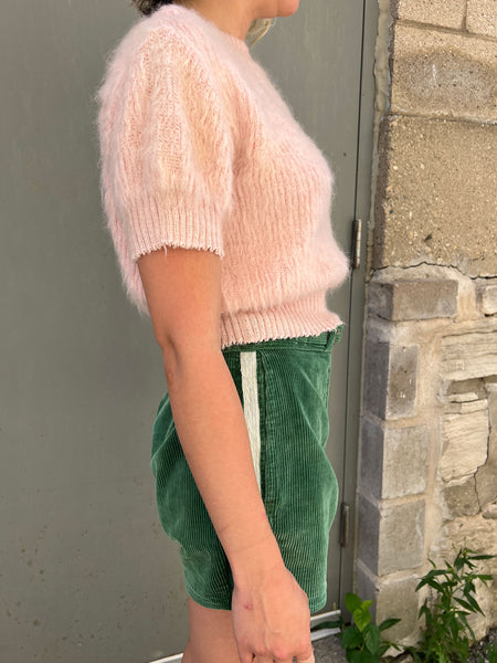 Vintage 1940's Women's Pink Fuzzy Sweater