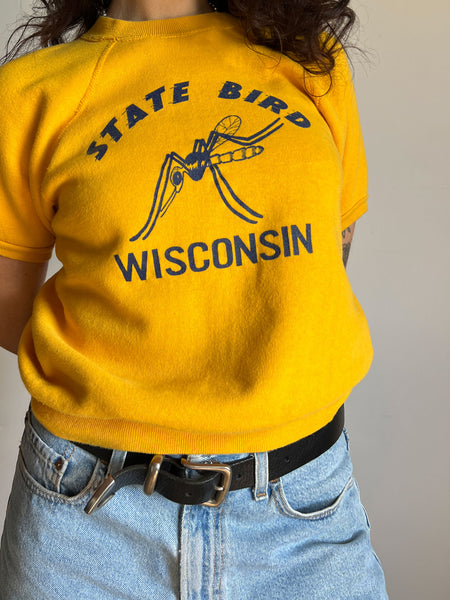 Vintage Wisconsin State Bird Short Sleeved Sweater, Sweatshirt, Funny