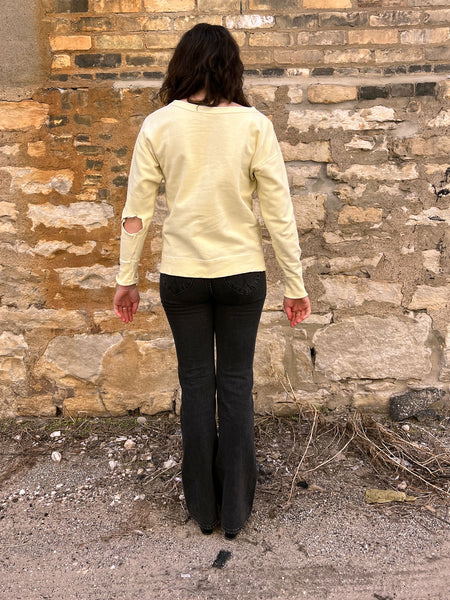 RESERVED Vintage 1940's - 1950's Light Yellow Cotton Sweatshirt