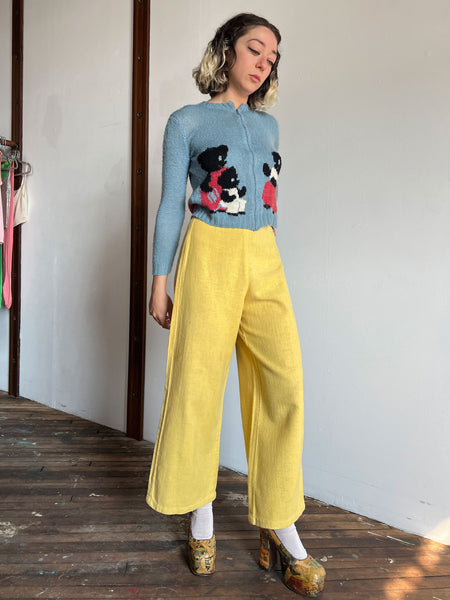 Vintage 1950's Three Little Bears Hand-Knit Zip Up Sweater