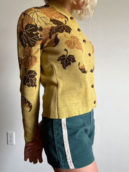 Vintage 1940's Catalina Sweater, Falling Leaves, 40's Sportswear