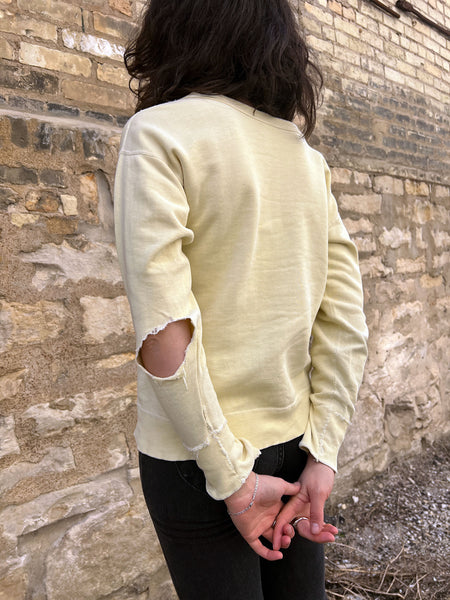 RESERVED Vintage 1940's - 1950's Light Yellow Cotton Sweatshirt