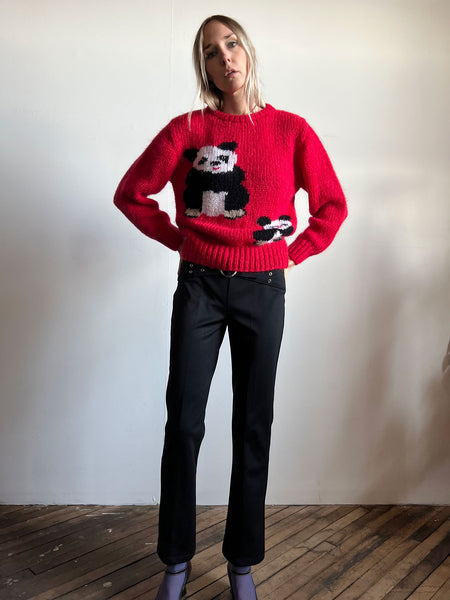Vintage 1990's Knit Panda Sweater, Mama and Baby, 90's Novelty Knit