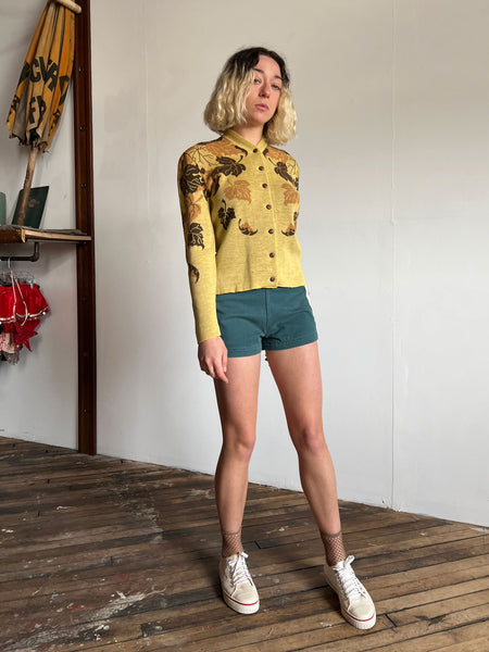 Vintage 1940's Catalina Sweater, Falling Leaves, 40's Sportswear