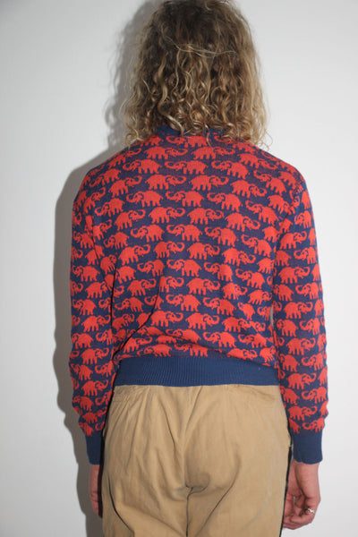 Vintage 1960's Elephant Cotton Knit Sweater, Sweatshirt