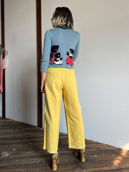 Vintage 1950's Three Little Bears Hand-Knit Zip Up Sweater