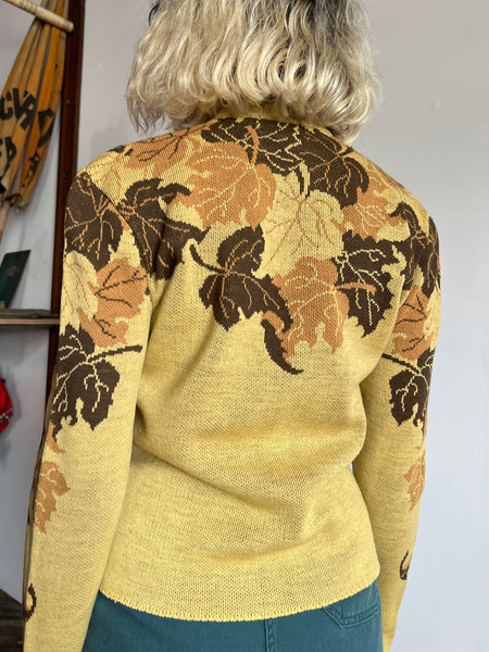 Vintage 1940's Catalina Sweater, Falling Leaves, 40's Sportswear