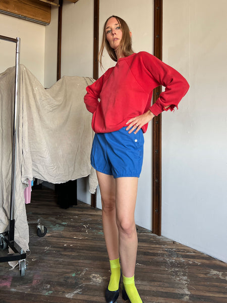 Vintage 1950's Red Thrashed Cotton Sweatshirt