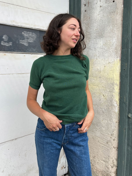 Vintage 1960's Green Short Sleeve Sweatshirt