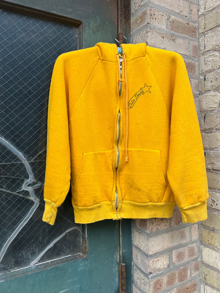 Vintage 1970's Dello's Dancers Yellow Cotton Hooded Sweatshirt