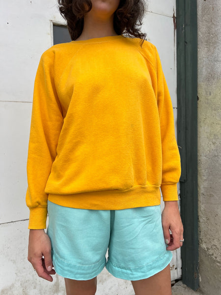 Vintage 1960's - 1970's Yellow Cotton Sweatshirt