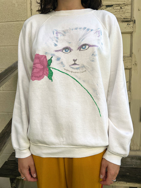 Vintage 1980's One of a Kind Eyeshadow Cat Sweatshirt