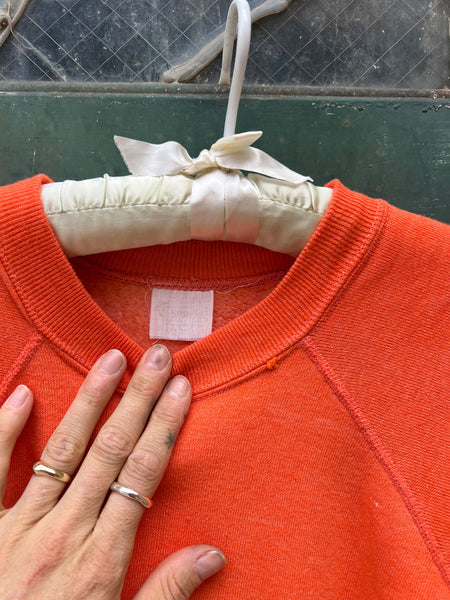 Vintage 1970's Orange Cotton Short Sleeve Sweatshirt