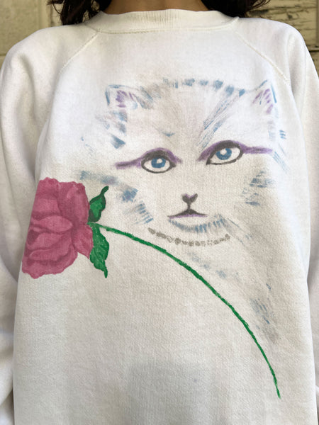 Vintage 1980's One of a Kind Eyeshadow Cat Sweatshirt