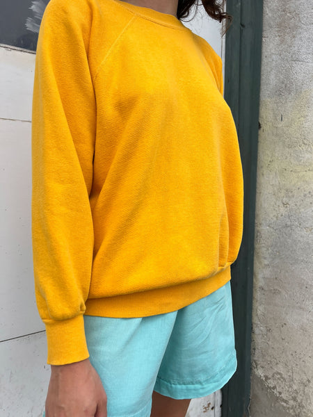 Vintage 1960's - 1970's Yellow Cotton Sweatshirt