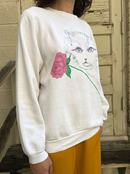Vintage 1980's One of a Kind Eyeshadow Cat Sweatshirt