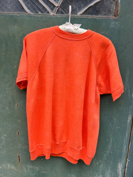 Vintage 1970's Orange Cotton Short Sleeve Sweatshirt