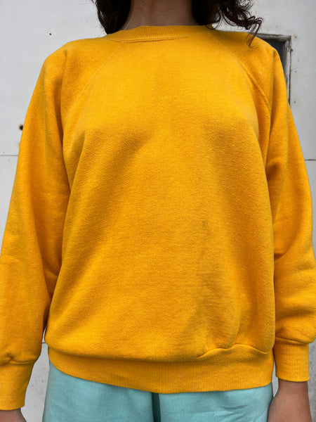 Vintage 1960's - 1970's Yellow Cotton Sweatshirt