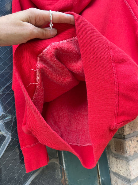 Vintage 1970's Red Cotton Hooded Sweatshirt