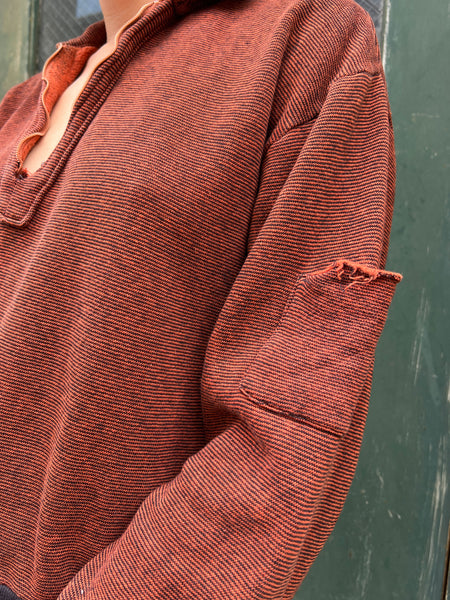 Vintage 1960's - 1970's Striped Cotton Sweatshirt