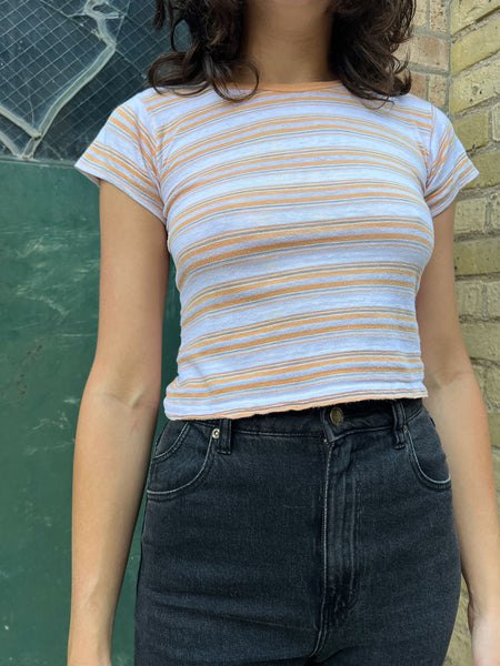 Vintage 1960's Striped Yellow Baby Tee