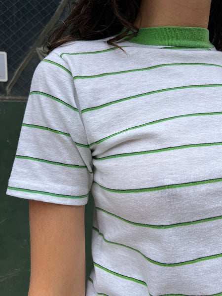 Vintage 1960's Green Striped Cotton T-Shirt