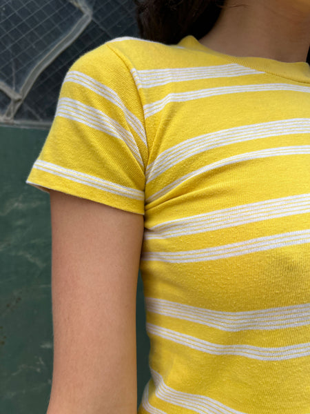 Vintage 1960's Yellow Striped Cotton T-Shirt