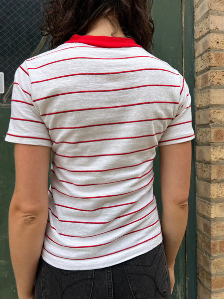 Vintage 1960's Thin Red Striped Cotton T-Shirt