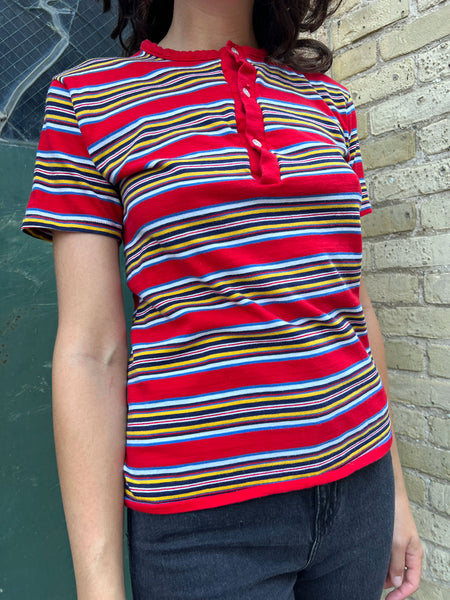 Vintage 1960's - 70's Striped Cotton T-Shirt