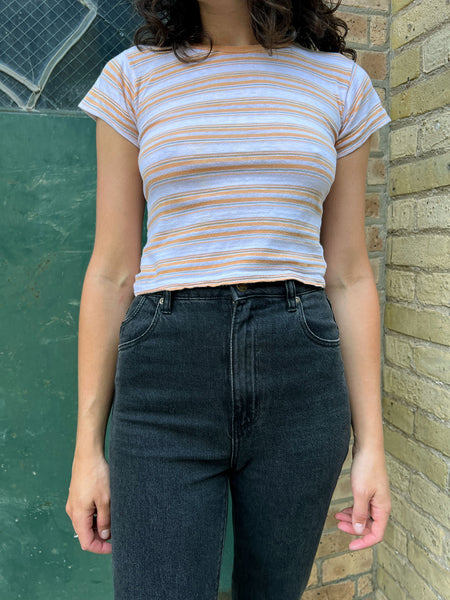 Vintage 1960's Striped Yellow Baby Tee
