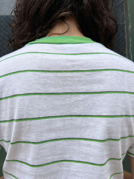 Vintage 1960's Green Striped Cotton T-Shirt