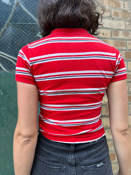 Vintage 1960's Red and White Striped Baby Tee
