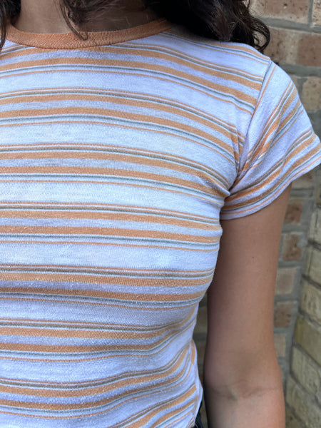 Vintage 1960's Striped Yellow Baby Tee