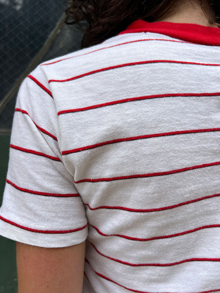 Vintage 1960's Thin Red Striped Cotton T-Shirt