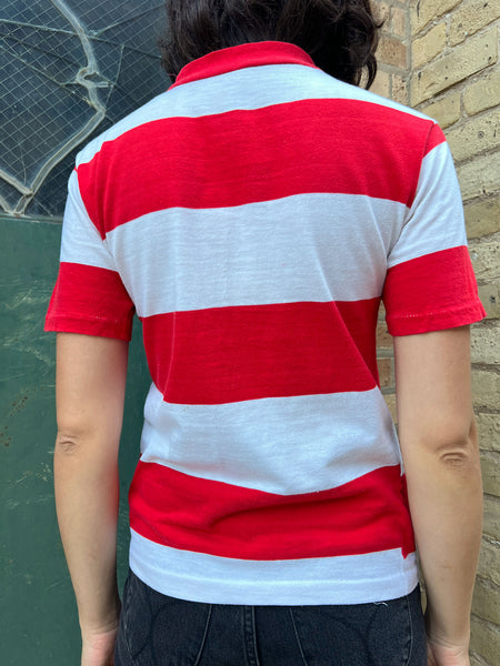 Vintage 1960's Red and White Striped Cotton T-Shirt