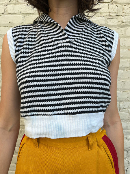 Vintage 1960's Black and White Cotton Top