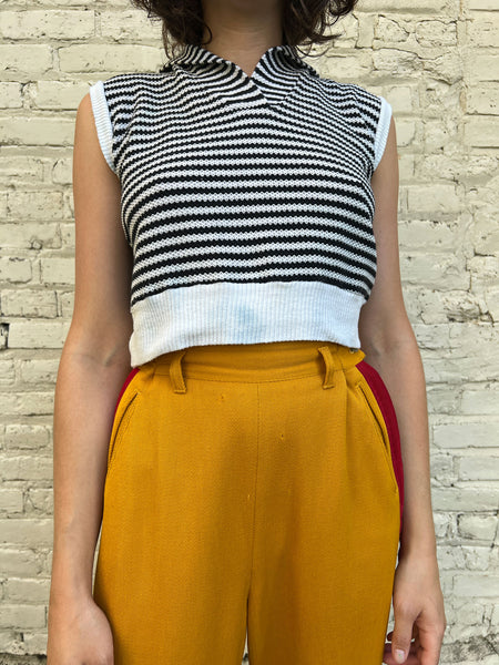 Vintage 1960's Black and White Cotton Top