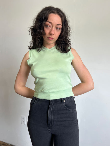 Vintage 1950's Light Green Cotton Tank Top