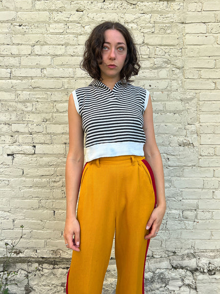 Vintage 1960's Black and White Cotton Top