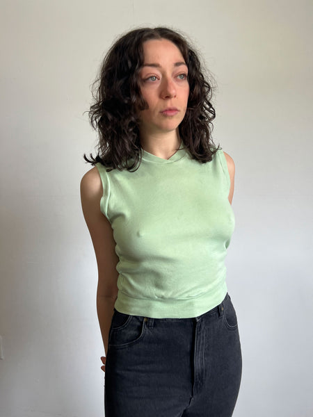 Vintage 1950's Light Green Cotton Tank Top